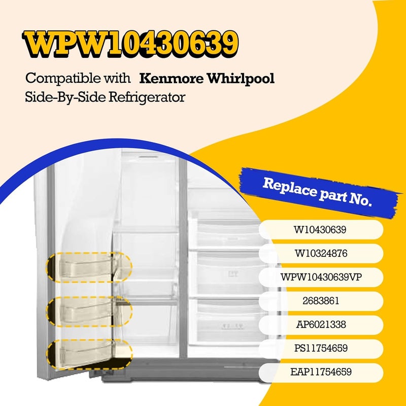 GREALTH 2-Pack WPW10430639 Refrigerator Door Shelf Bin Compatible with Whirlpool Kenmore, Freezer Door Bin W10430639 W10324876 WPW10430639VP AP6021338 PS11754659 EAP11754659 2683861 - Image 3
